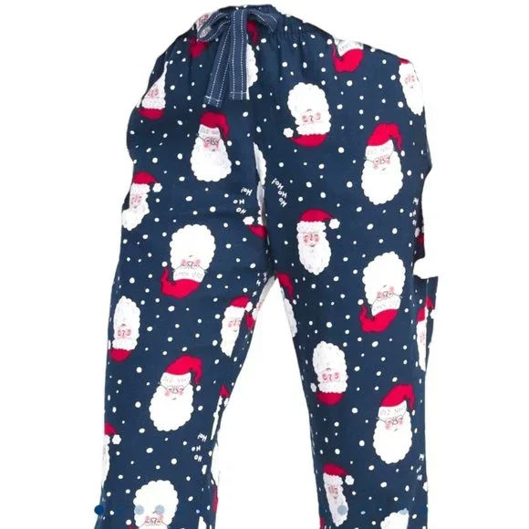 Blue Santa Flannel Sleep Lounge Pajama Pants Woman's Size XXL JJ1910 - Picture 3 of 5